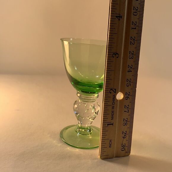 Green Clear Blown Glass Bar Accessories Cocktails Vintage 3 1/4 Inches Tall EUC - Picture 4 of 4
